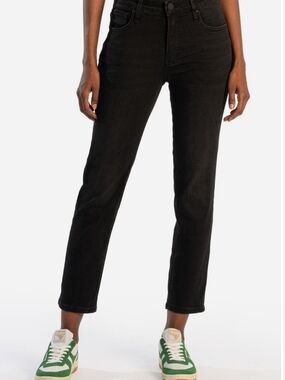 Kut from the Kloth Black Cropped High-Rise Fab AbJeans "Rachel Mom Jeans"